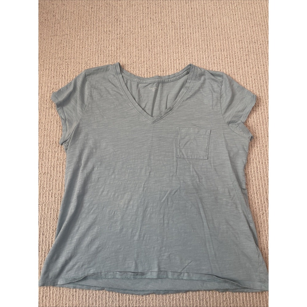 Garnet Hill V Neck T-Shirt Women Large Organic Pima Cotton